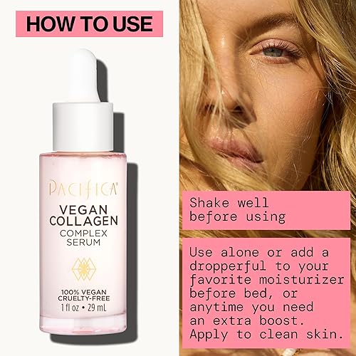 Vista 13 de Pacifica Suero facial complejo de colágeno vegano, suero hidratante antienvejecimiento con ácido hialurónico para rellenar y reafirmar el colágeno