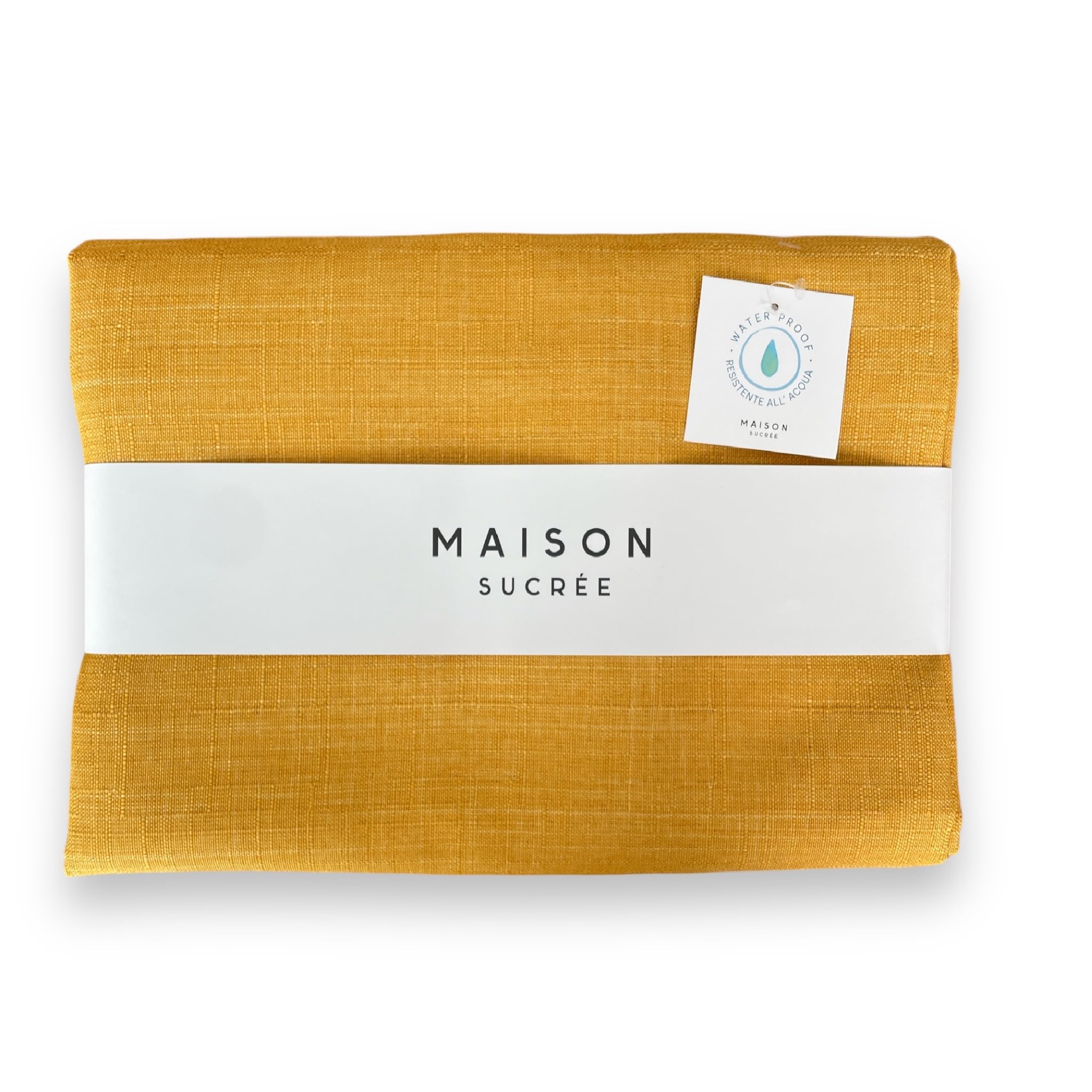 Maison Sucrée Tovaglia Antimacchia 155x180 cm 6/8 Posti – Tessuto Korin Idrorepellente No Stiro Made in Italy – Tinta Unita (Ocra)