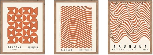 Monem Art - Póster geométrico vintage de 3 piezas, impresión minimalista retro, moderno de mediados de siglo, bohemio, abstracto, regalo para