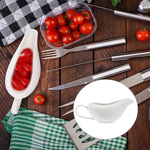 Miniatura 5 de Cabilock Salsa de porcelana para salsa, barco, salsa de cerámica, platos de azúcar de crema blanca, tazones de salsa para aderezos de ensalada,