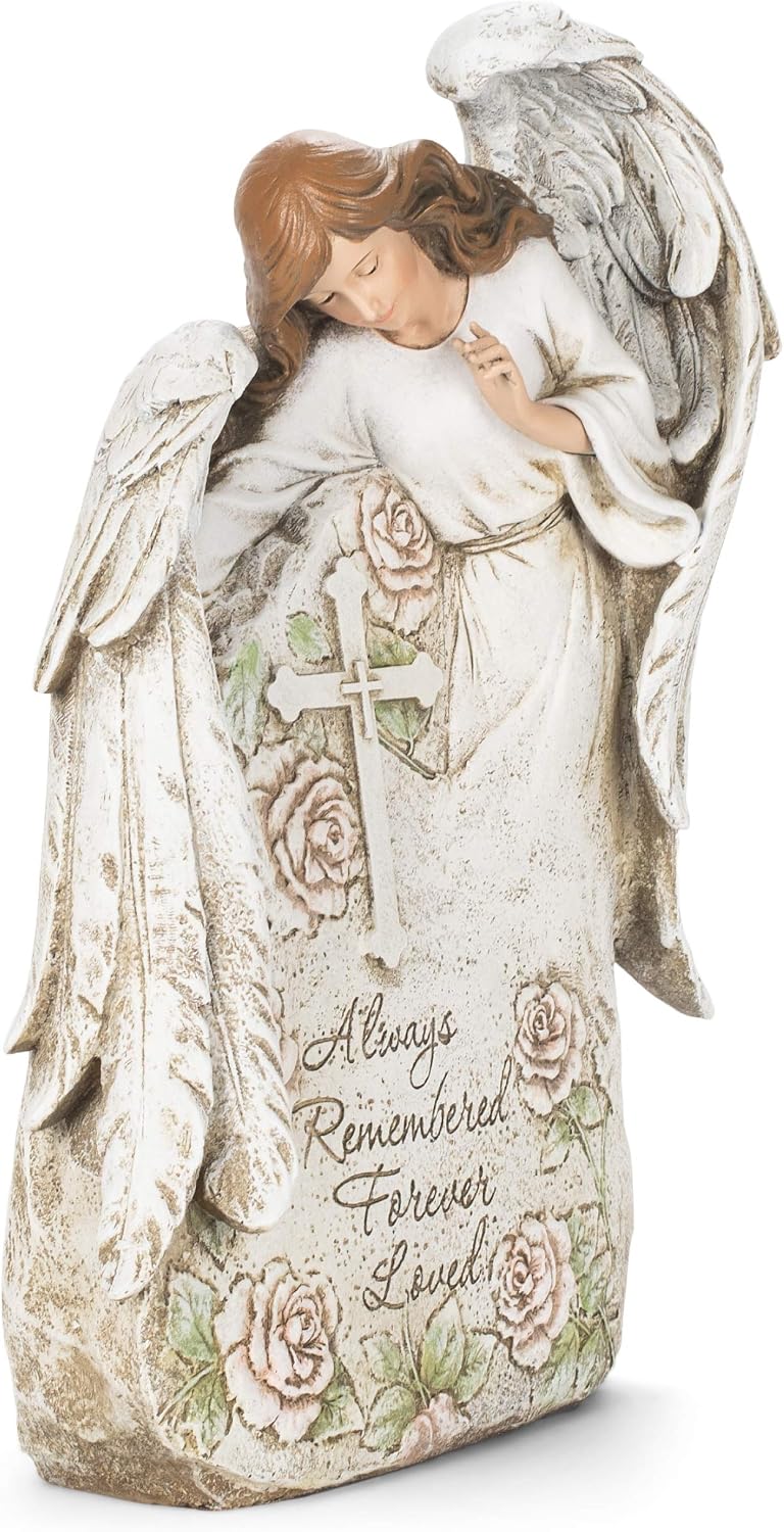 Joseph's Studio by Roman Inc., Memorial Angel Garden, Garden Collection, Religious Statue, Holy Family, Memorial, Angel, Patron Saint, Garden Décor (16x11x5)