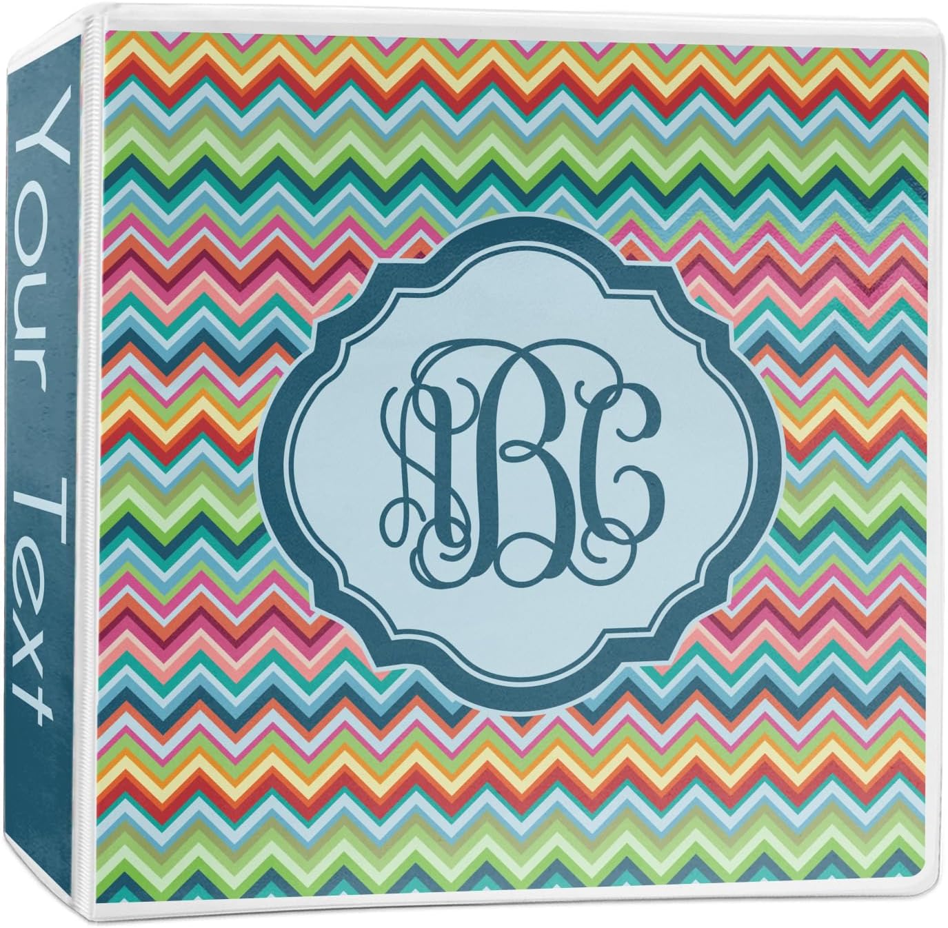 Personalized Retro Chevron Monogram 3-Ring Binder - 2 inch