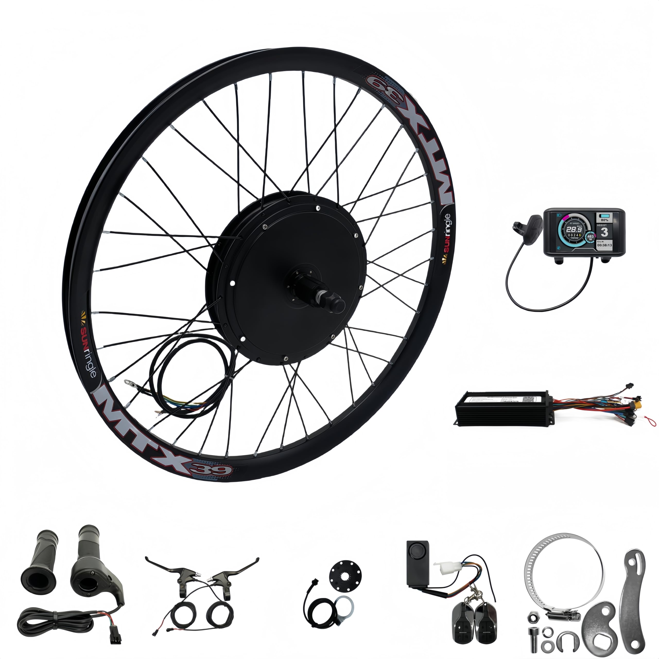 Electric Bike Conversion Kit, 72V 3000W Rear Wheel, 24-29 Inch MTX39