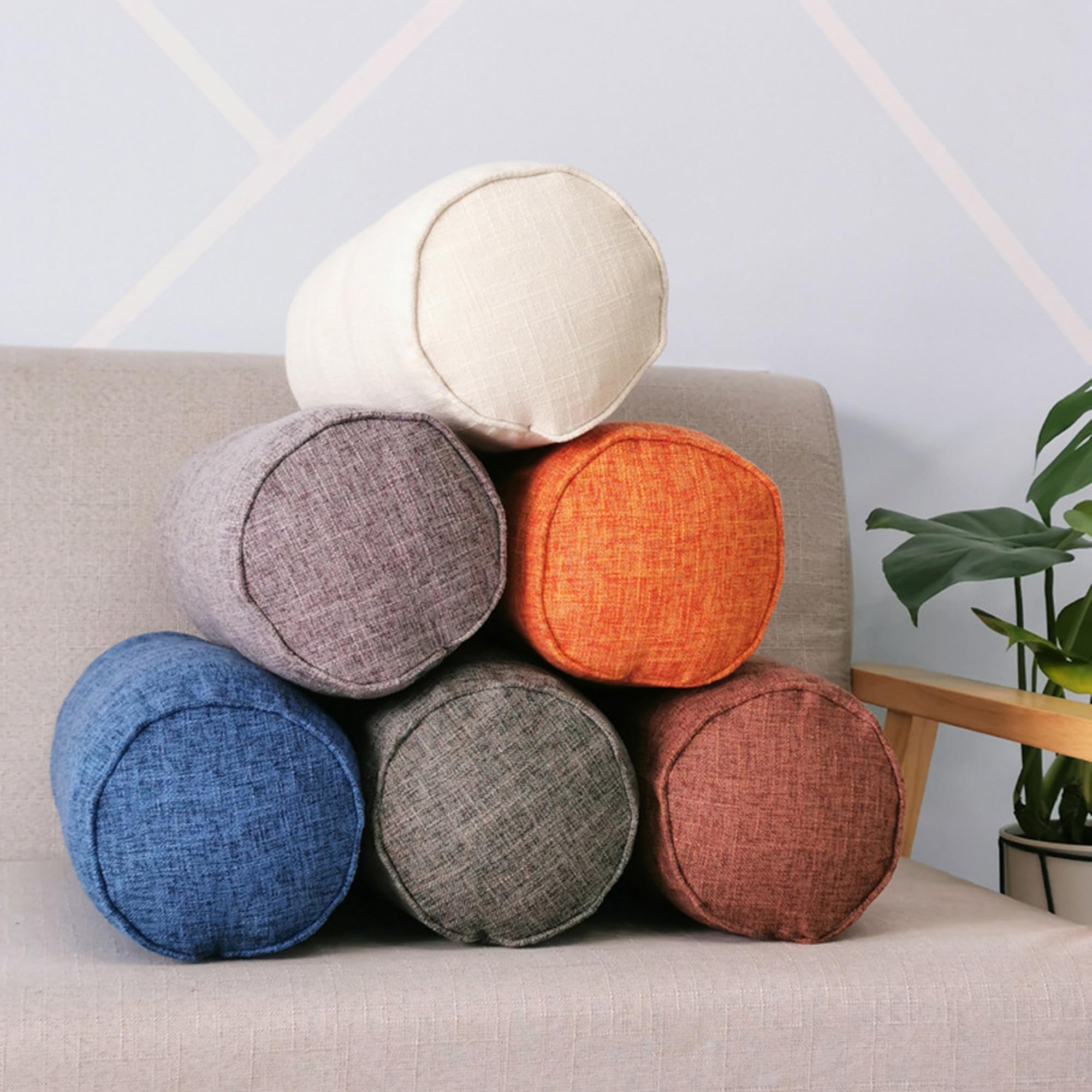 XANAYXWJ Cuscino Rotondo Blu per Letto e Divano - Cuscino di Supporto Lombare 120x20 cm Elegante Cuscino Cilindro da Giardino per Esterni Comodo Accessorio per la Decorazione della Casa