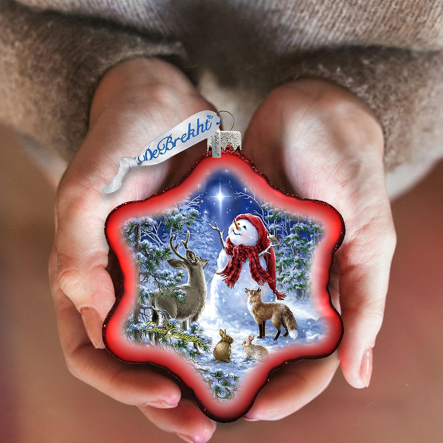 G.DeBrekht Heaven Snowman Glass Ornament by D. Gelsinger - 754-102R-DG