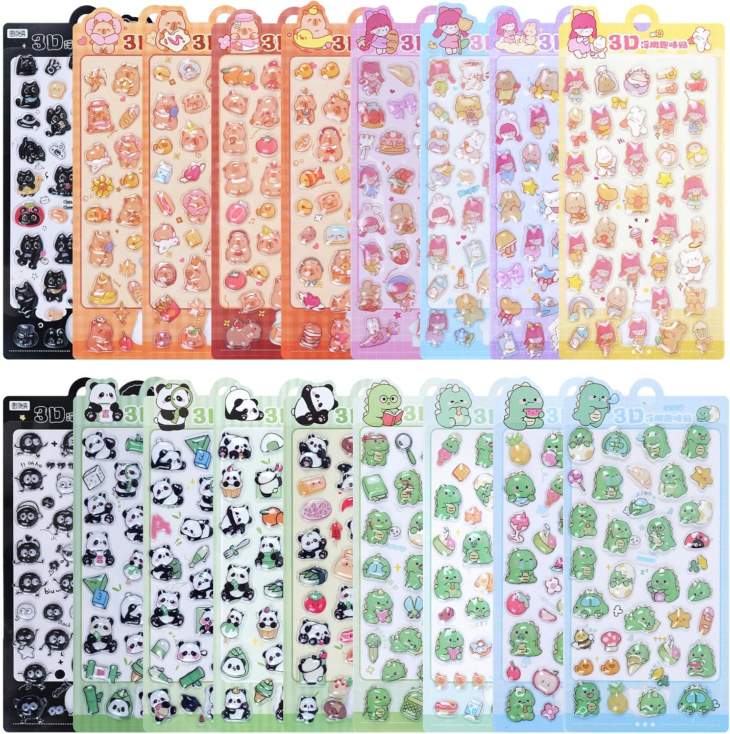 750+Puffy Stickers 18 Sheets Mini Puffy Sticker Self Adhesive Cute Decorative Stickers for Scrapbooks Laptops Craft Notebook Party Supplie Water Bottle Journals Home Decor Gift Reward(18,Multicolour)