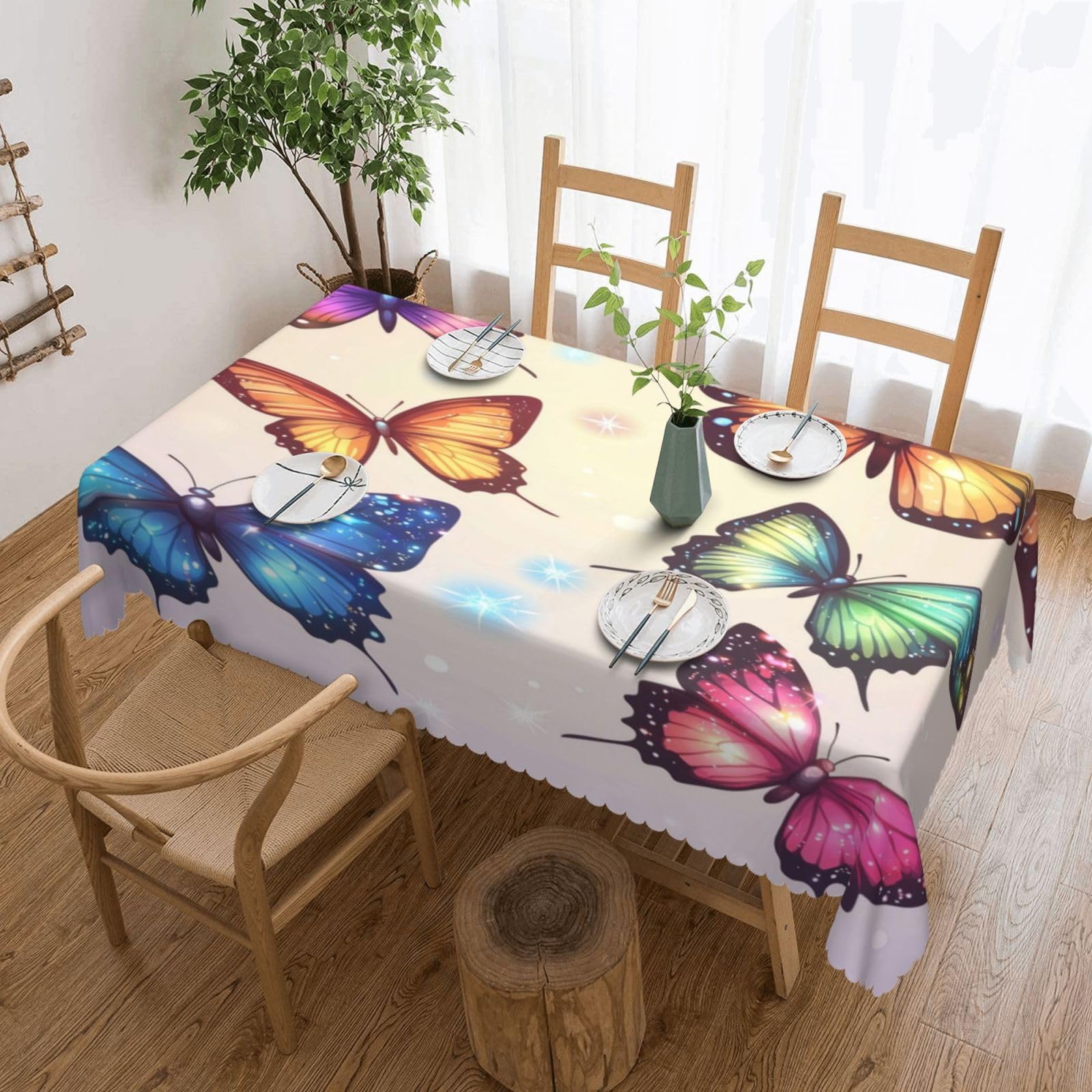 Nappe illustration numérique de papillons colorés déperlante couverture rectangle