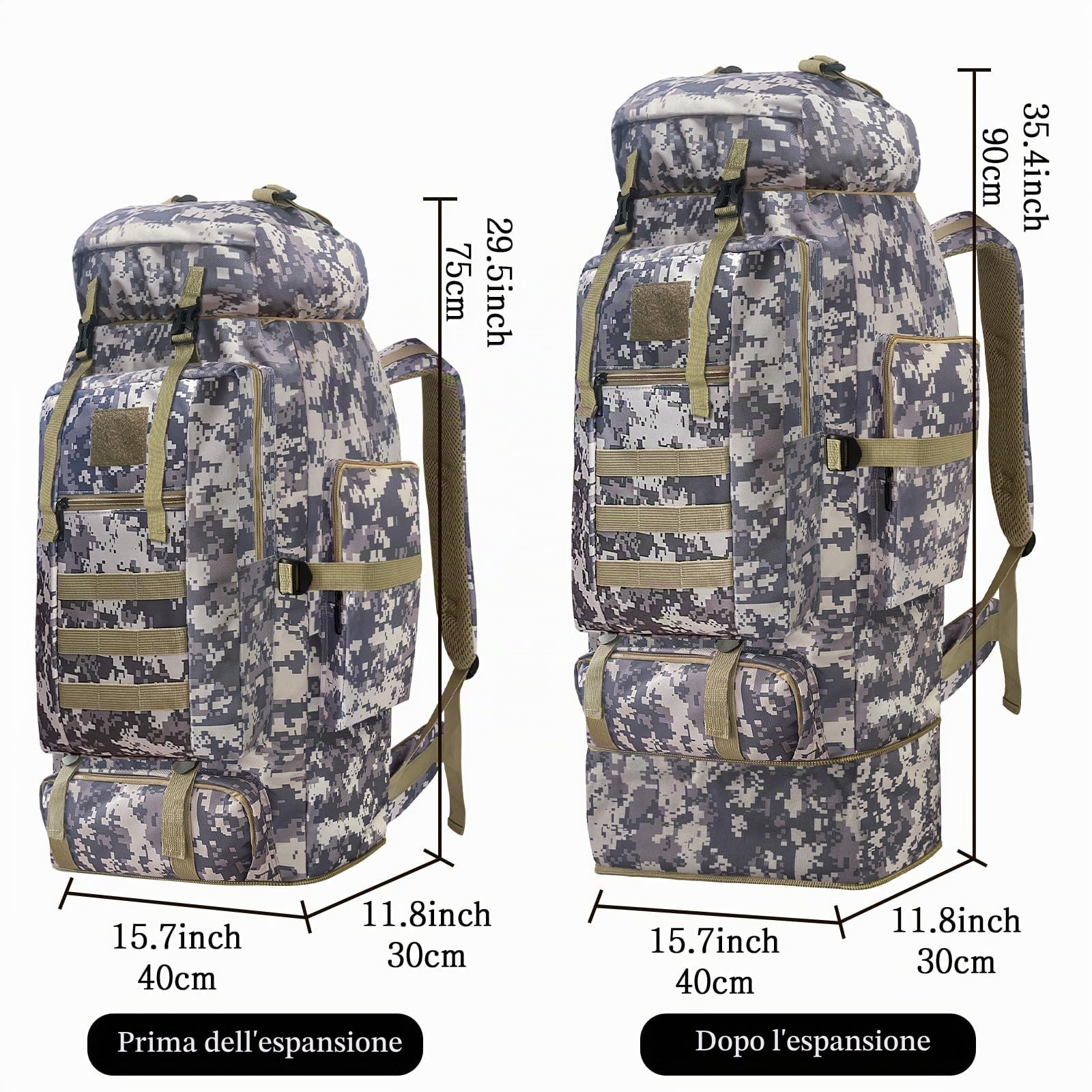 Zaino tattico militare Molle da 100 l, zaino da trekking extra grande, impermeabile, zaino sportivo per attività all'aria aperta, borsa sportiva