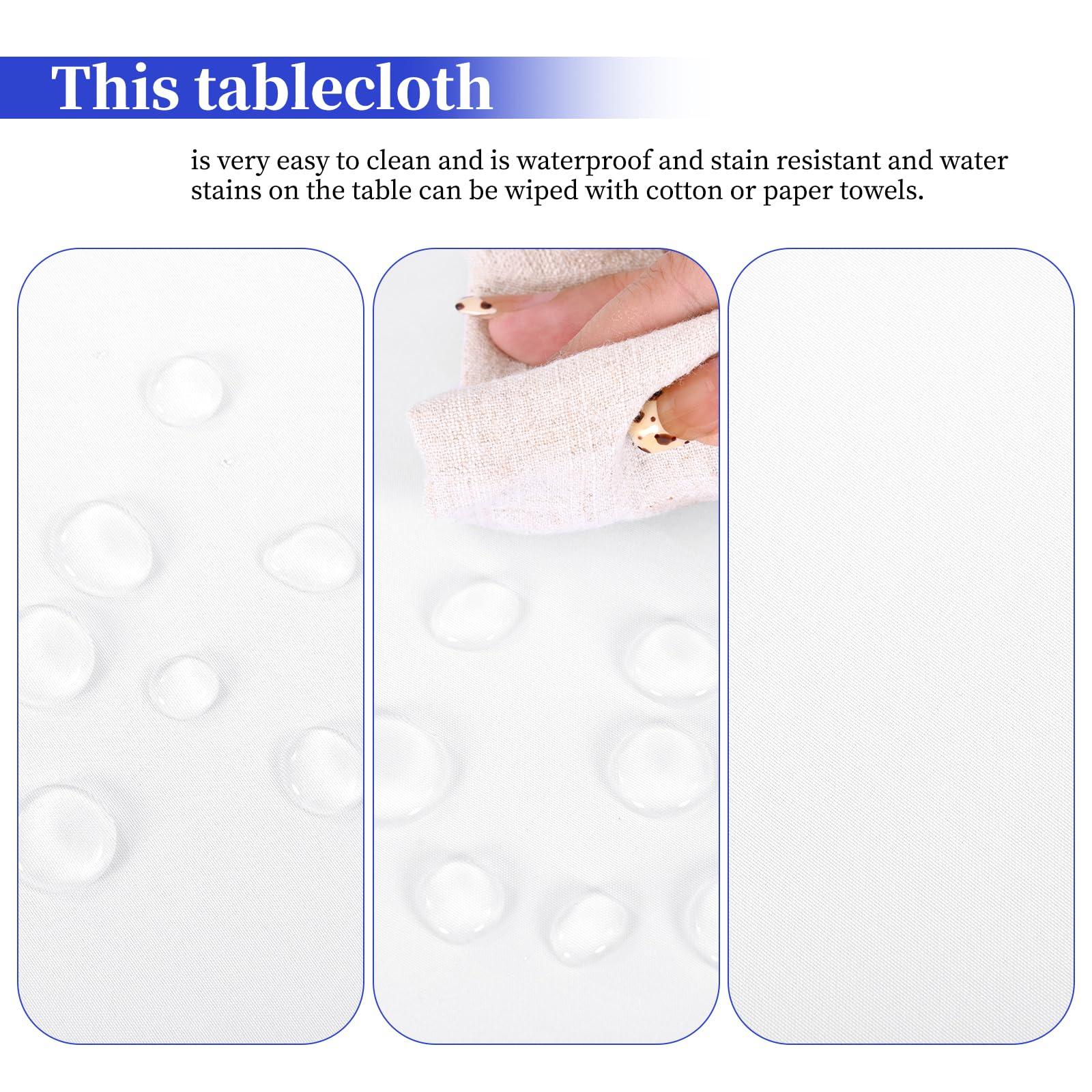 2 Pack White Rectangle Tablecloth 153 x 260CM/60 x 102Inch White Tablecloths Waterproof Polyester Table Cloth for 6 FT Tables Stain and Wrinkle Resistant Washable Fabric Table Cover for Party Wedding - Image 4