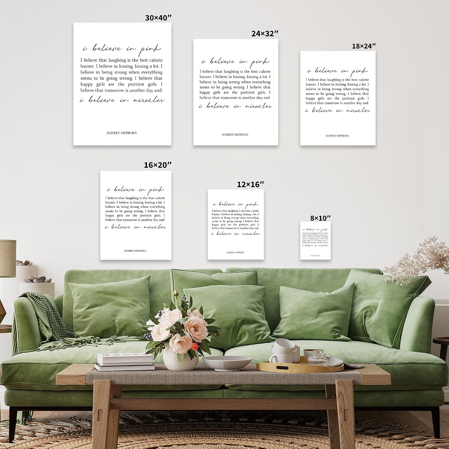 Poster Master Motivational Canvas - Retro Inspirational Print - I Believe In Pink, I Believe In Miracles, Woman Empowerment - Gift for Girl, Friend - Wall Decor for Home - 8x10 STRETCHED Canvas