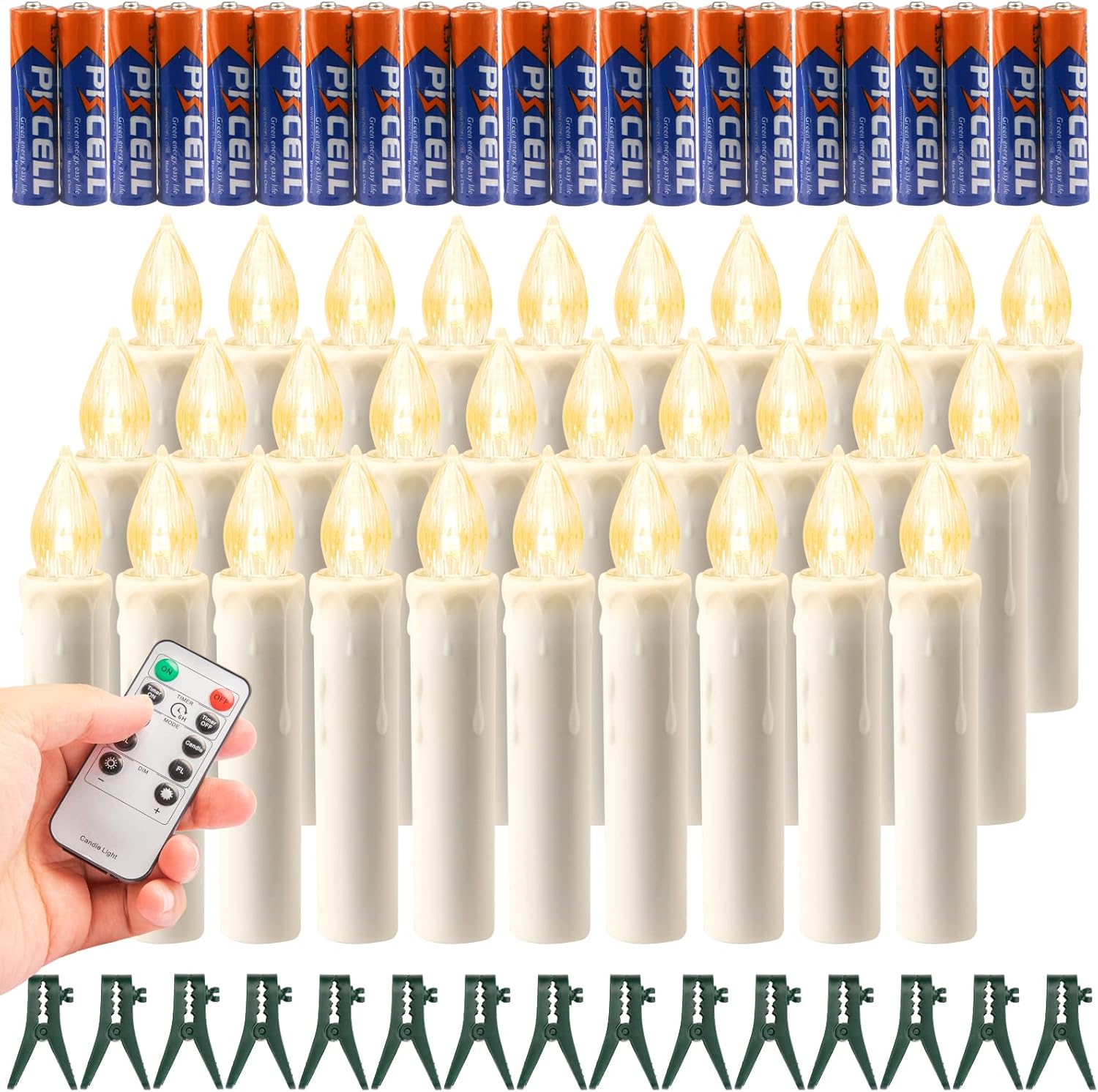 Buy 20 Pack LED Battery Taper Candles, Remote and Timer 20 Batteries