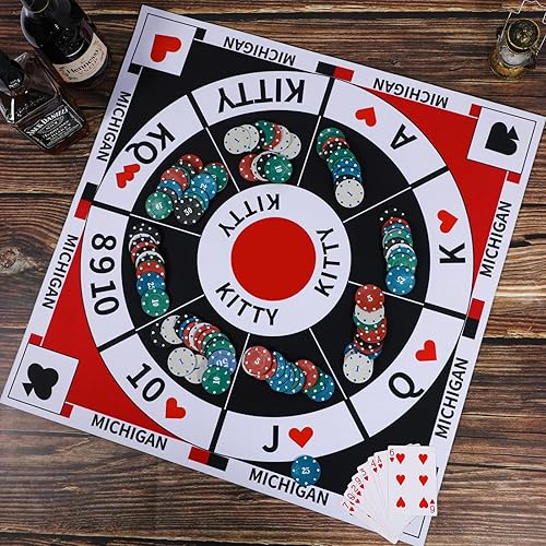 Miniatura 2 de Medikaison Michigan Rummy - Juego de mesa original Joker Rummy Card Tripoley Juego de mesa de fieltro plegable para adultos, juegos de mesa Royal