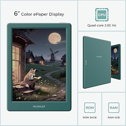 Miniatura 7 de Neo C - Lector de libros electrónicos a color de 64 GB+4 GB, compatible con aplicaciones de terceros, 6 pulgadas de tinta E ePaper eReader papel