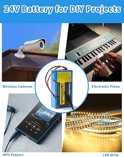 Miniatura 5 de Batería de litio de 24V 5Ah con cargador de 29.4V 1A, batería recargable de 24 voltios para proyectos de bricolaje