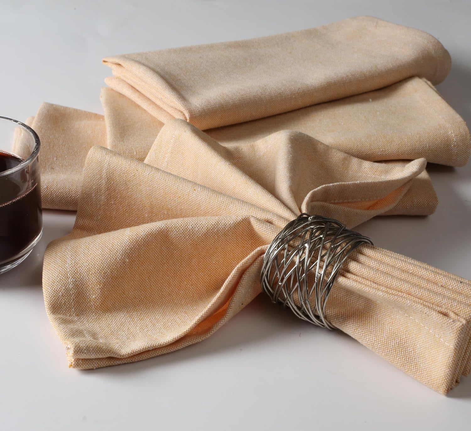 Native Fab 無地布ナプキン 4枚セット シャンブレーコットン100% 洗濯可能 再利用可能 ディナークロスナプキン 17x