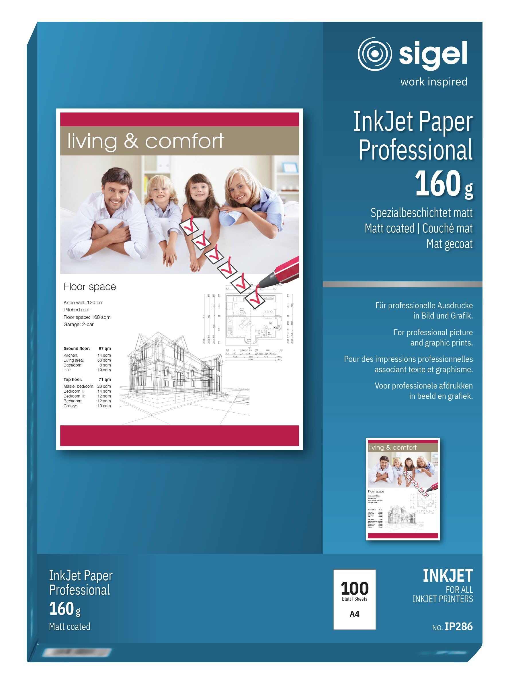 SIGEL IP286 Carta InkJet patinata opaca A4 160 g 100 fg