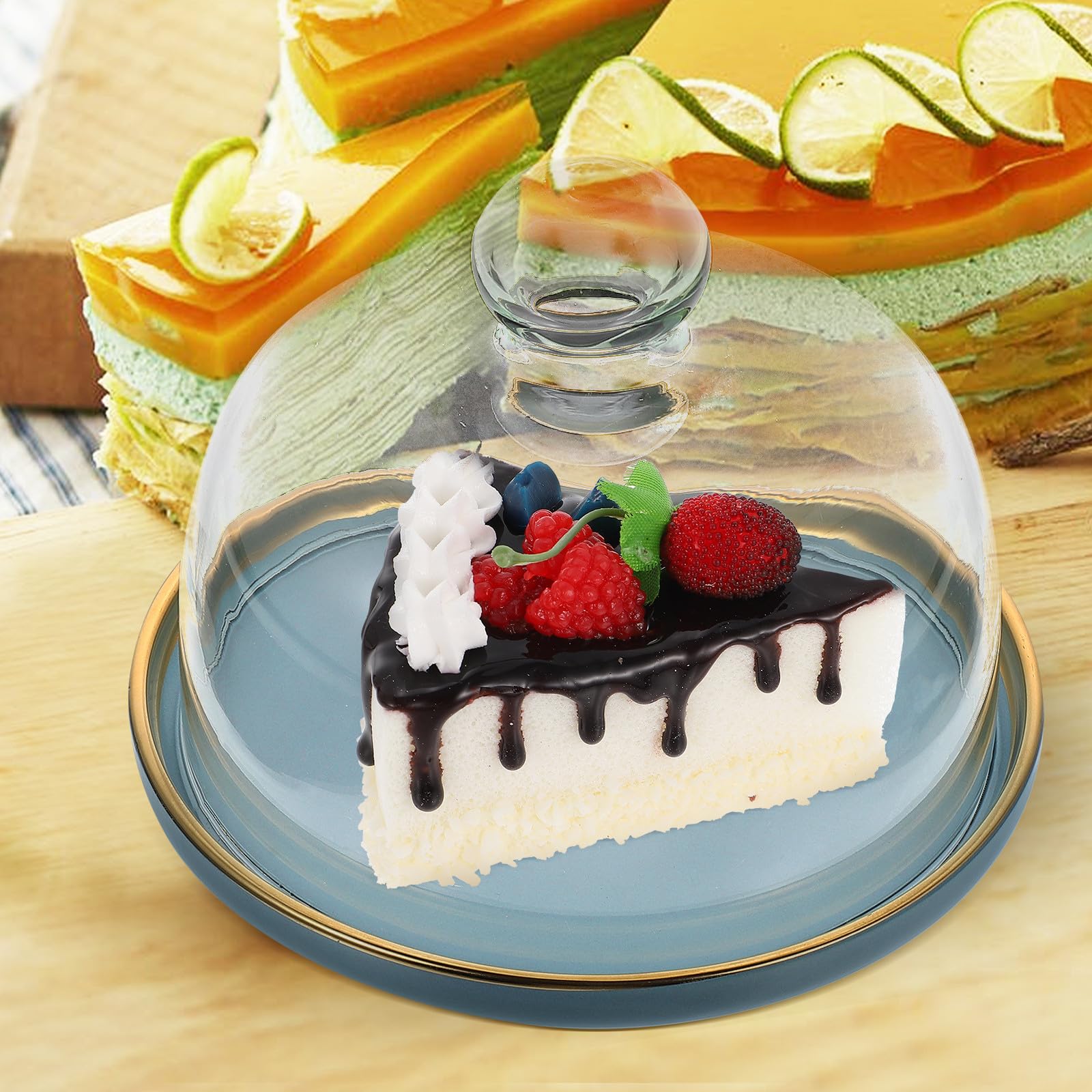 GALPADA Glaskuppel Kuchenplatte mit Deckel Abdeckbare Dessertschale für Süßwaren und Snacks Praktisch für Familienfeiern und Picknicks