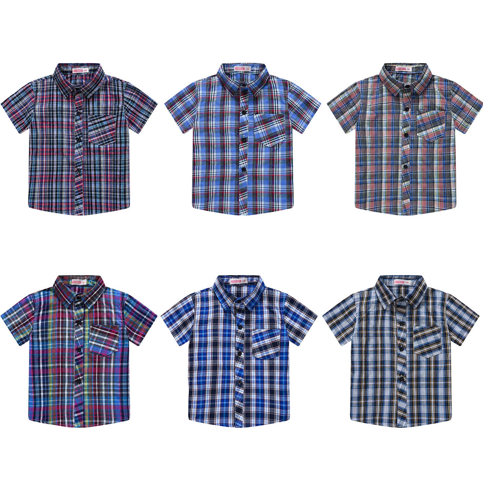 Generic Toddler Boys Short Sleeve Fashion Plaid Shirt Tops Coat Outwear for Boys Clothing Baby Boy Casual Shirt
