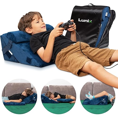 Lunix LX12 3pcs Floor Pillow for Kids, Kids Reading Pillow, Lounge Chair, Kids Sofa Chair, Toddler Recliner, Cushion, Floor Pillow Lounger, Kids Furniture for Playroom, up to 10 Years Old, Blue