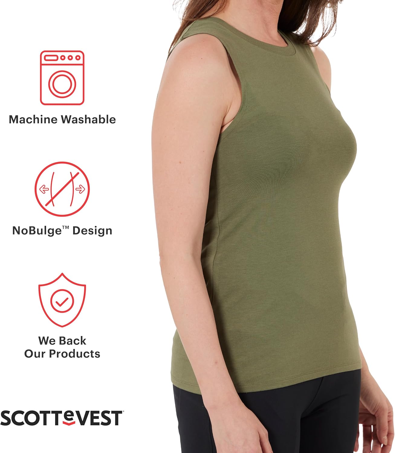 SCOTTeVEST Tatum Travel Tank Top for Women - 1 Hidden Pocket - Lightweight Wrinkle Resistant Sleeveless Shirt for Travel - Image 2