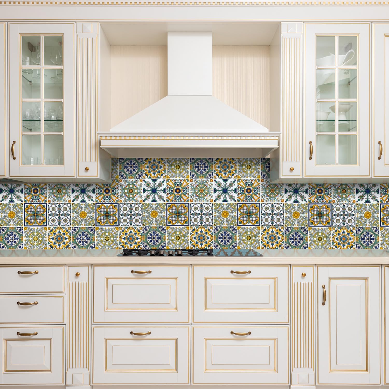 RE-COVERTILES - Adesivi per Piastrelle Bagno e Cucina 24 Pz 10x10 cm - PS00078 Decorazione murale in PVC impermeabile mattonelle mosaico stile cementine Azulejos