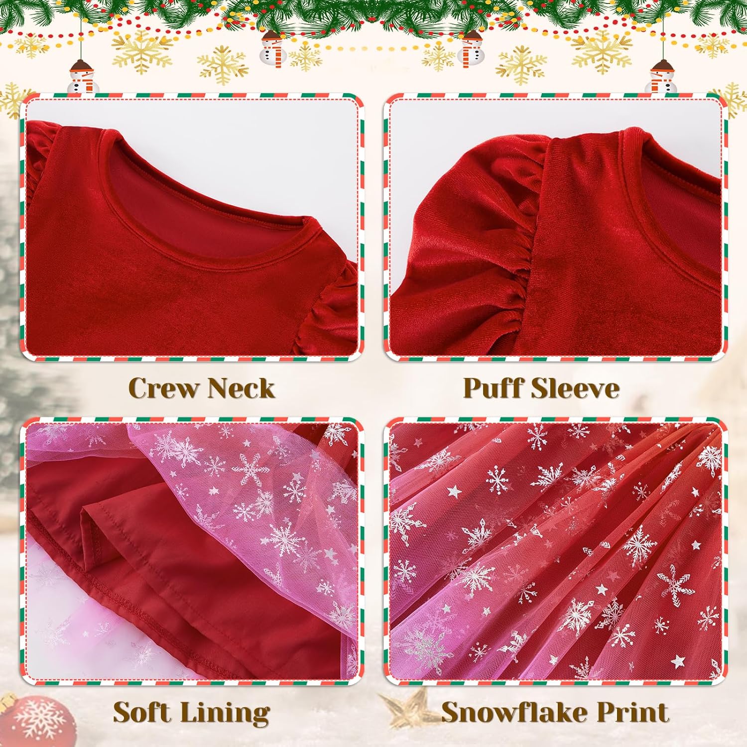 Toddler Girls Velvet Christmas Dress Kids Long Sleeve Snowflake Tulle Tutu Party Dresses Baby Fall Winter Outfits - Image 6