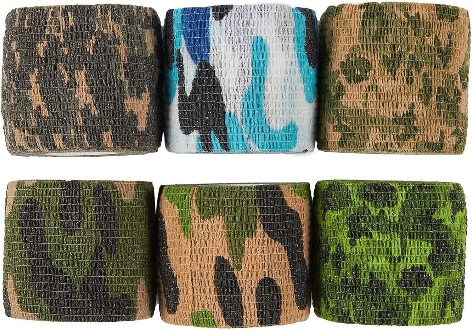 12 Rolls Self Adhesive Bandage Wraps, 2 Inch x 5 Yards Cohesive Vet Tape for First Aid (Camo Designs)