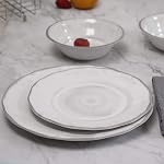 Ensembles de vaisselle à la mélamine - 12pcs Melamine assiettes de dîner, salades et bols, pour usage quotidien blanc