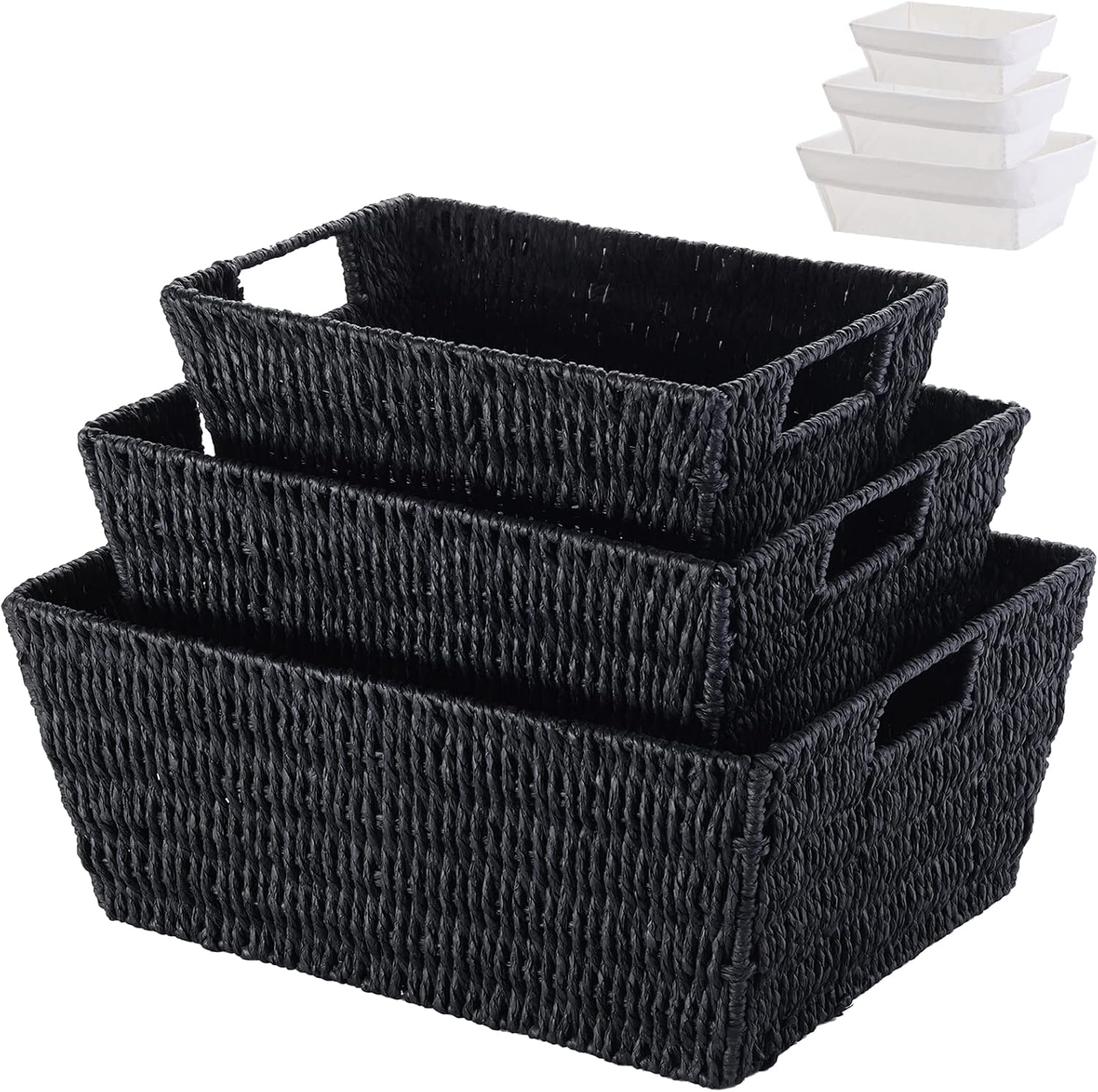 Vagusicc Wicker Storage Basket, 3Pack HandWoven Paper
