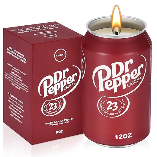 Doctor Pepper Candle - Smells Like the Real Soda - Cute Candles for Cool Gifts - Funny Candles for Any Occasion - Cute Things for Aesthetic Room Decor - Cool Candle for Cool Things