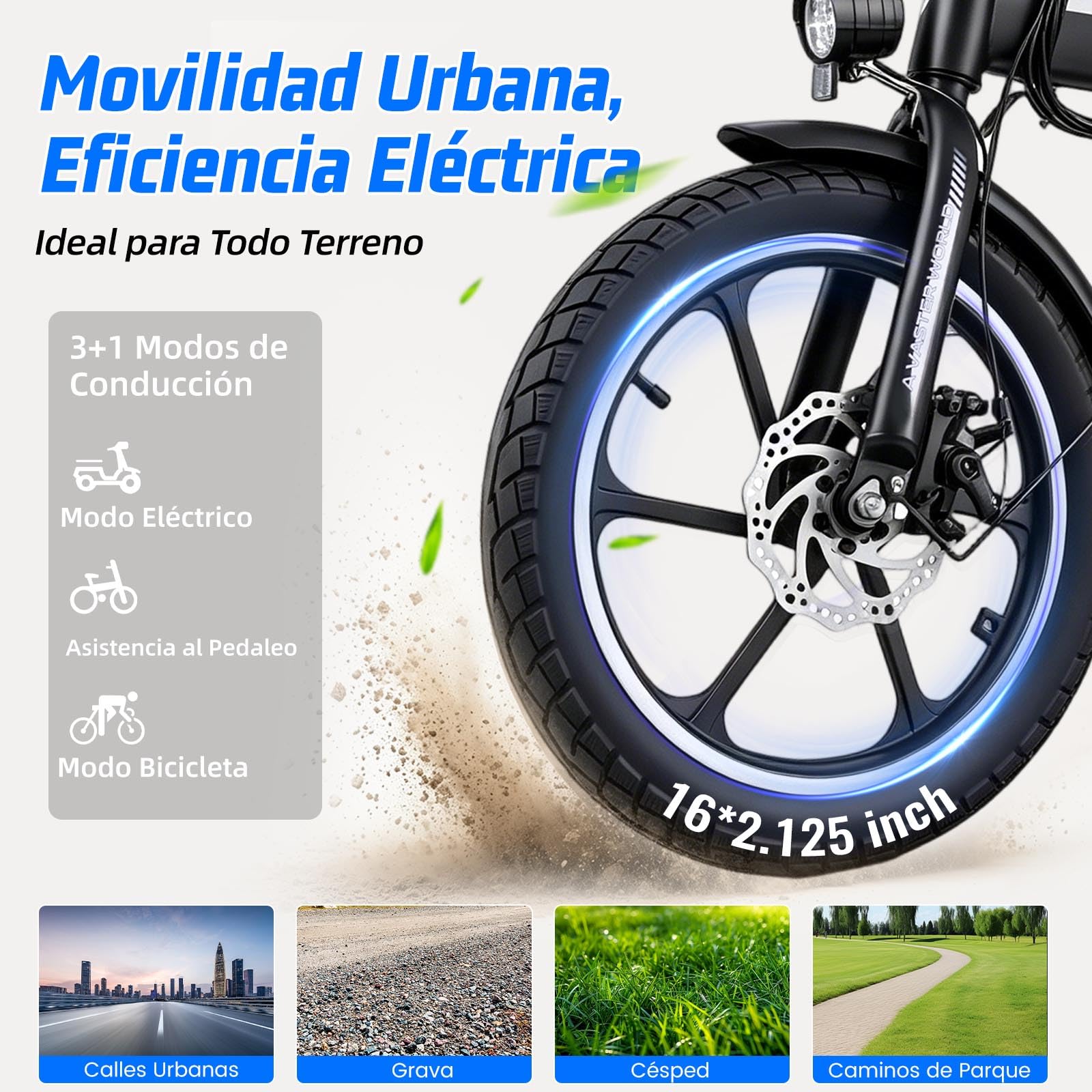 16" Vélo Électrique Pliable Adulte Autonomie 30-50km,Batterie 36V 12.8Ah，250W Vélo électrique 3 Vitesses,Double Frein à Disque,IPX4,VAE Urbain et Loisirs Ebike Unisexe,120KG Load