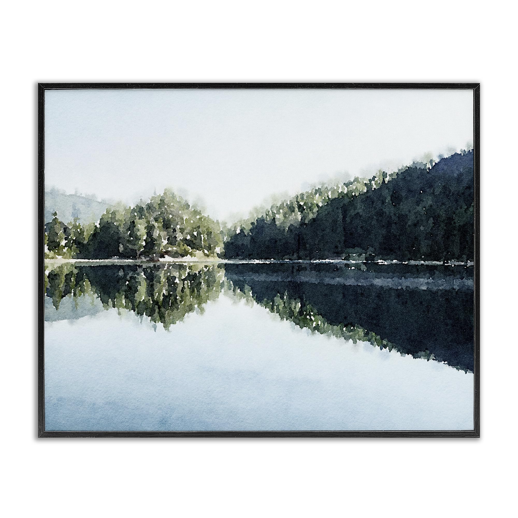 Stupell Industries 'Blue Lake Reflections', Framed Giclee Art, Black, 30 x 24 Inches, Easy to Hang and Sturdy, Made in USA, by Kim Curinga