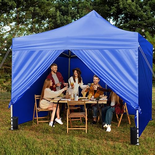 Miniatura 8 de Toldo desplegable para tienda de campaña de refugio instantáneo, parasol portátil para exteriores (azul claro, 10 x 10 pulgadas con paredes