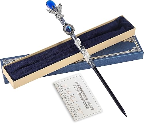 Varita mágica de águila azul hecha a mano, accesorios de cosplay para brujas y magos, regalo mágico para niños y adultos en Halloween, Navidad y