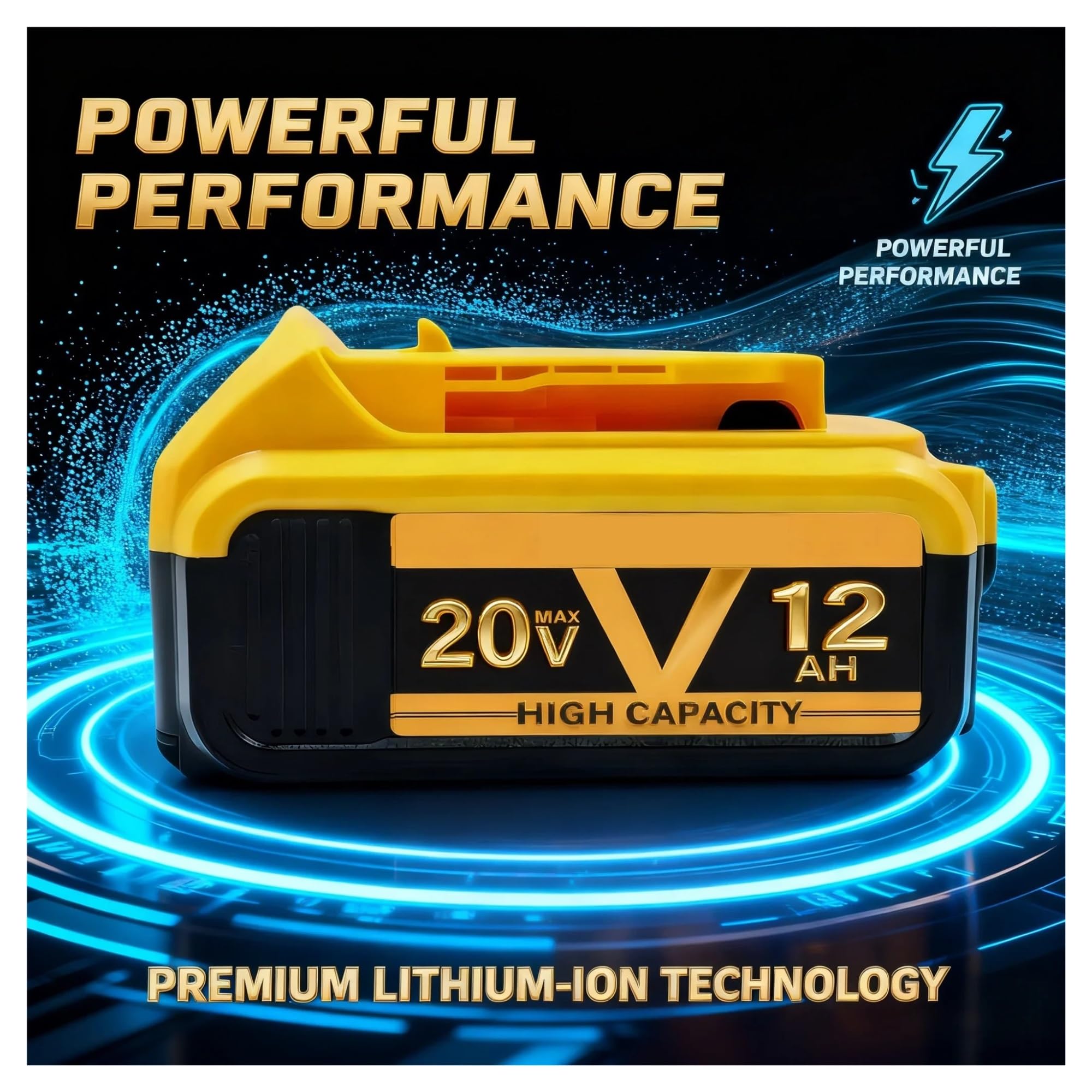 Batteria sostitutiva agli ioni di litio da 12000 mAh 20 V compatibile for utensili elettrici Dewalt DCB200 DCB206 DCB204(1PCS 8.0Ah battery)