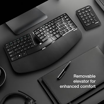 Incase Sculpt Ergonomic Keyboard Designed by Microsoft Split Keyset Design, Palm Rest, Contoured Layout, One-Touch Windows Button, AES 128-Bit Encryption, Includes Separate Number Pad Black