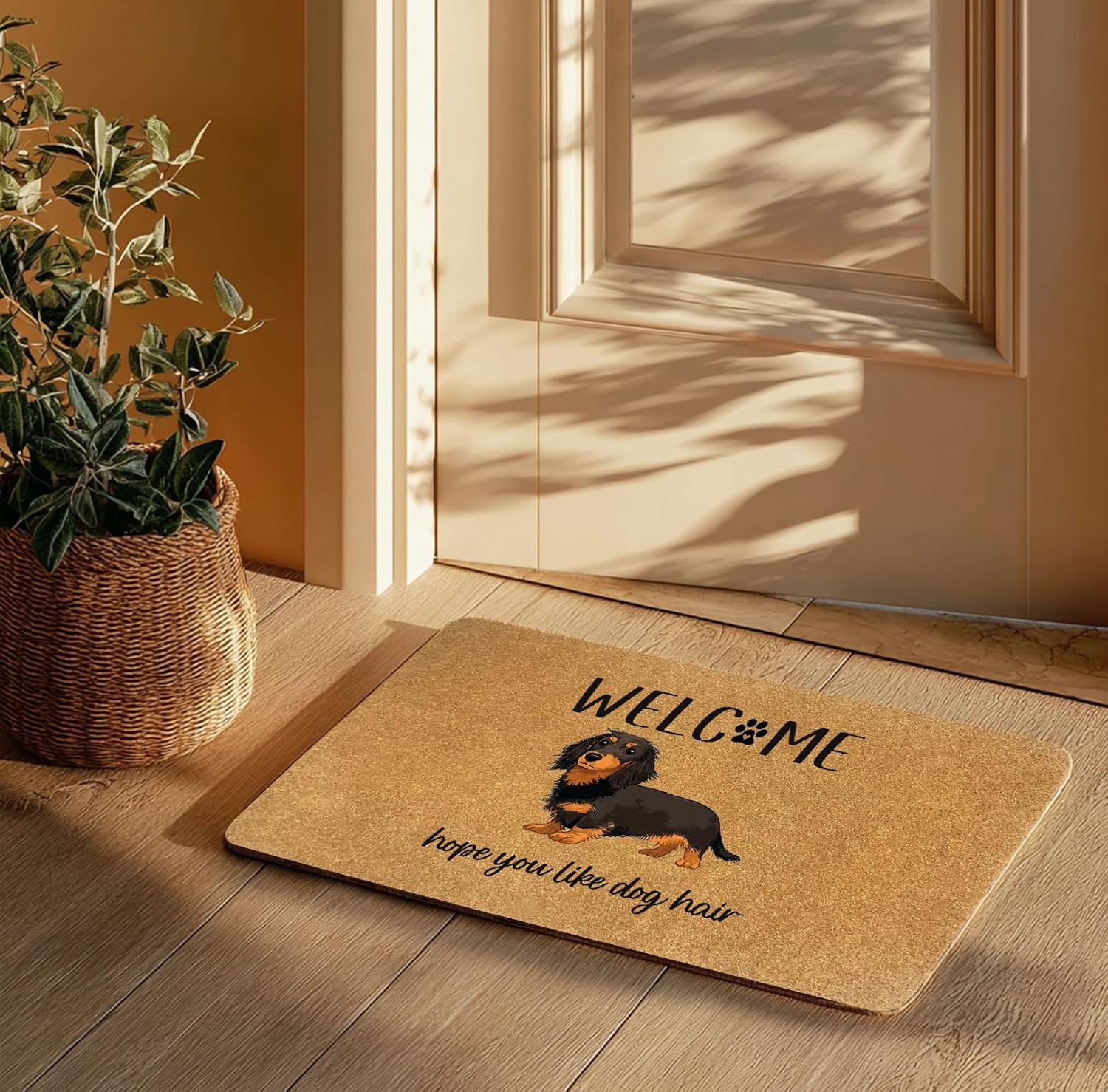 Funny Dachshund Door Mats, 30x17″ Faux Coir Non-Slip Welcome Mat for Indoor & Outdoor Entry, Hope You Like Dog Door Mat,Pet Lover Gift, Durable Dirt-Trapping Rug, Perfect Housewarming
