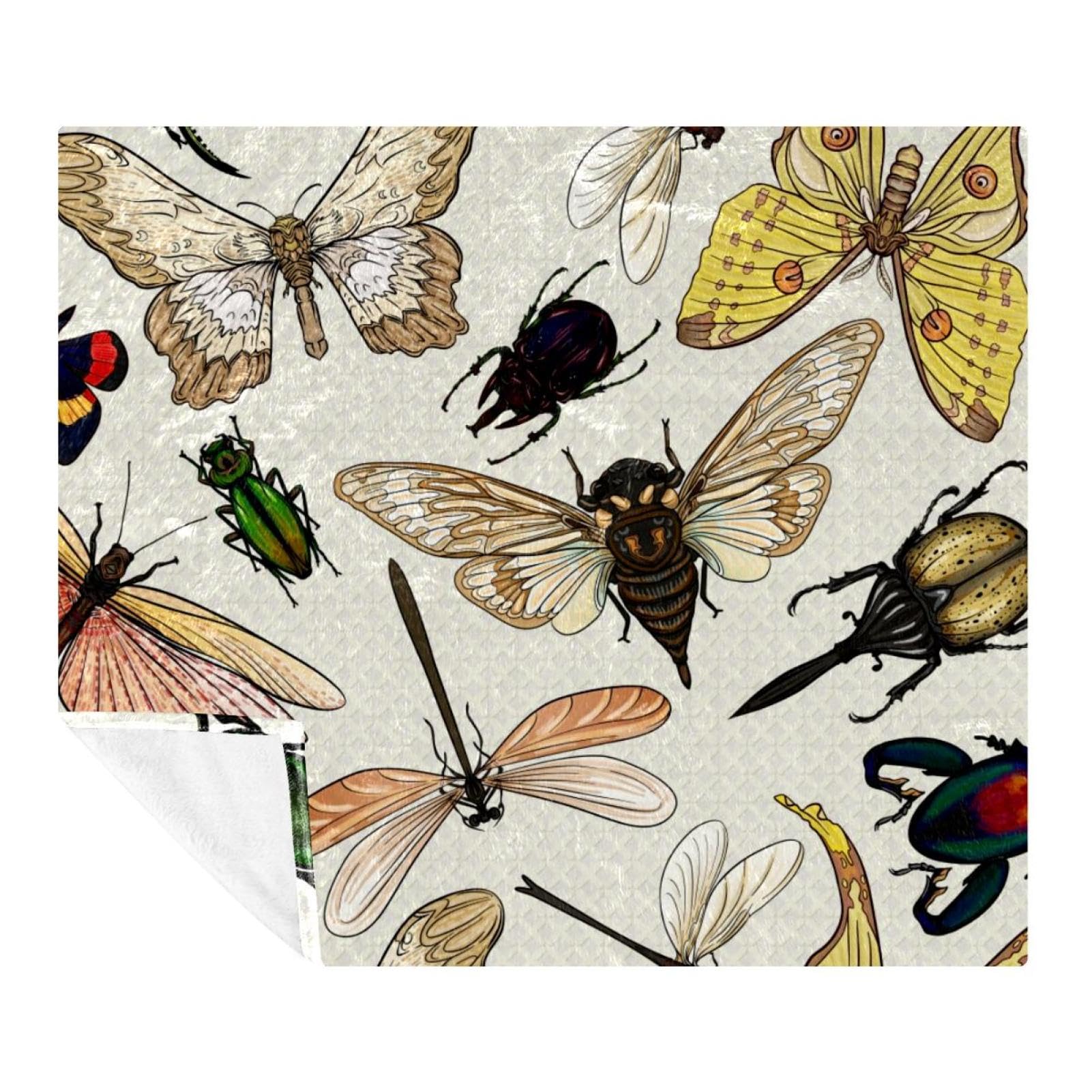 Couverture polaire légère pour canapé et voyage motif papillon