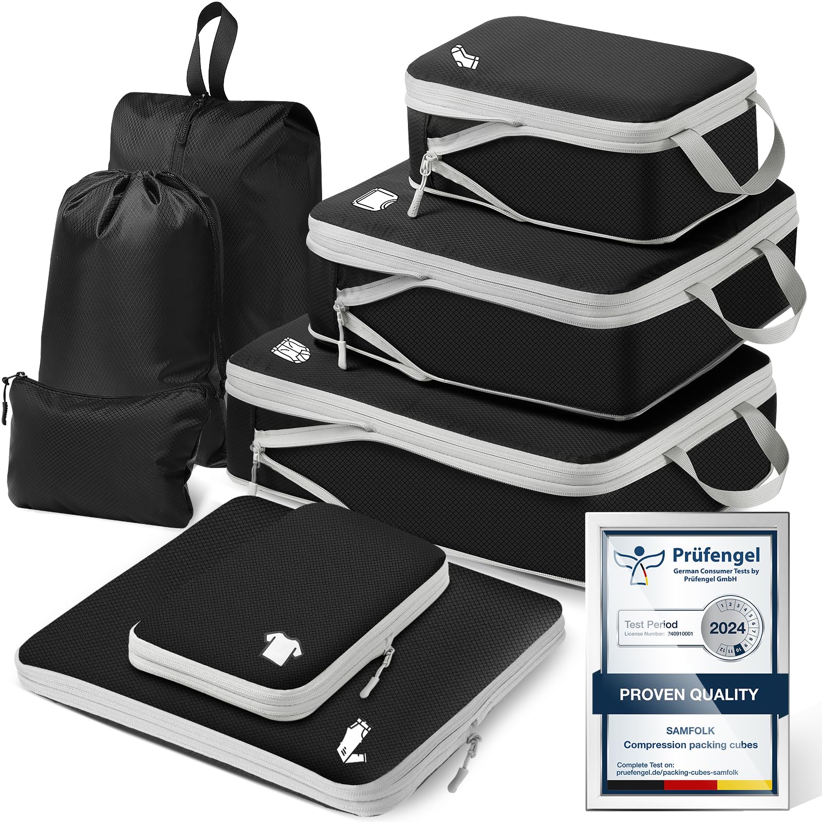 Samfolk Compression Packing Cubes Extensible Organizer Bags For Travel Suitcase Organization