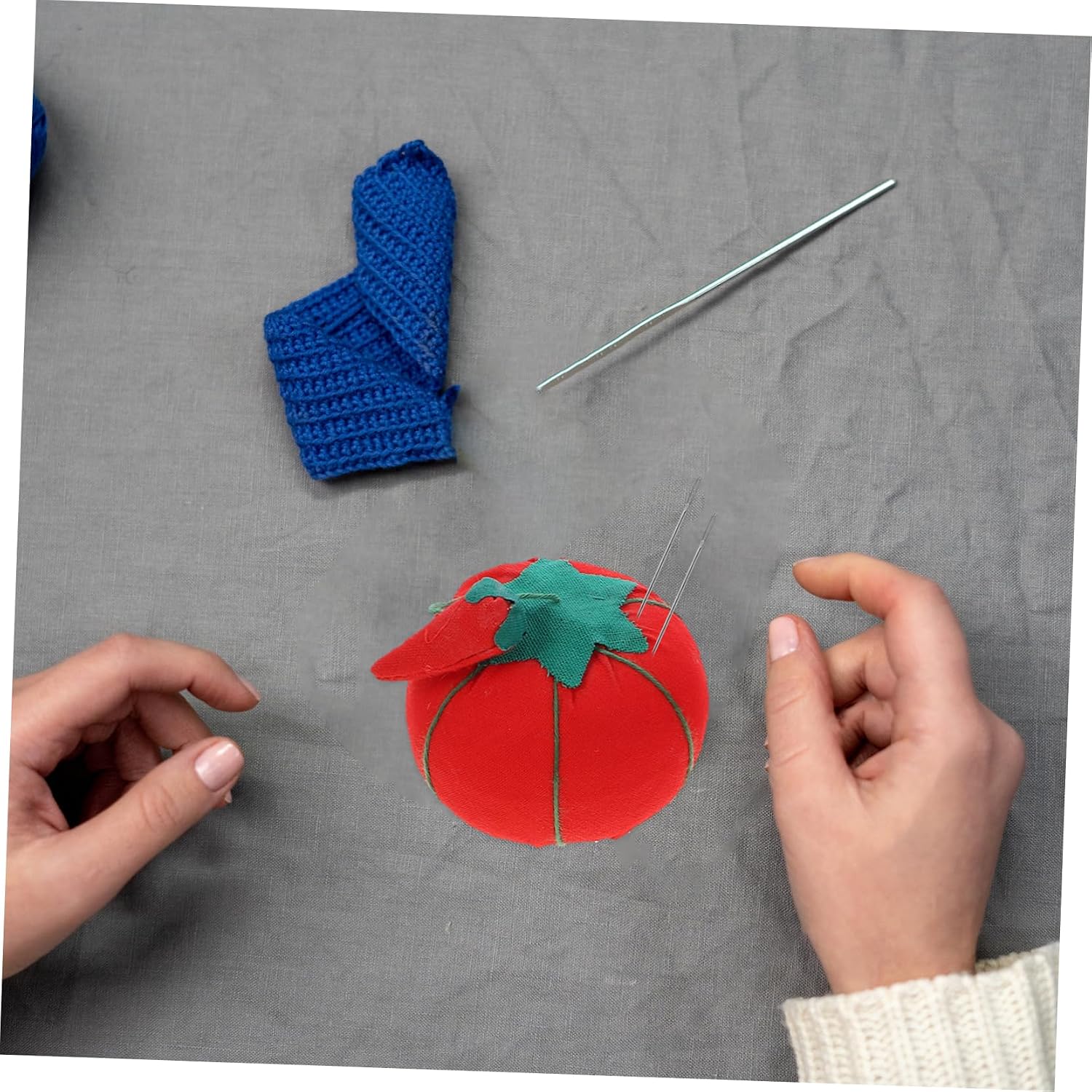 CORHAD 4pcs Tomato Pincushion for Sewing Wrist Pin Cushion Tomato Shaped Needle Pin Cushion Sewing Accessories Pad Soft Sturdy