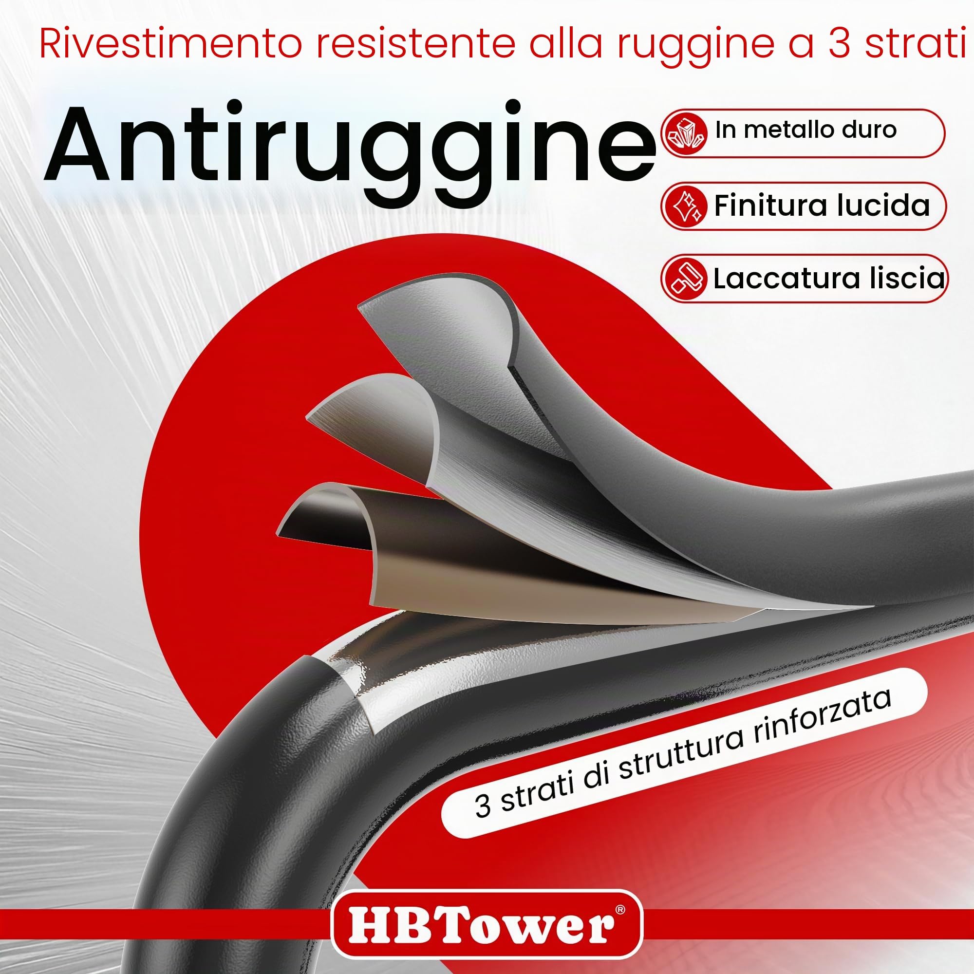 HBTower Scala 3 Gradini Pieghevole, Pedane Antiscivolo con Corrimano Confortevole, Scala Portatile in Acciaio, Nero
