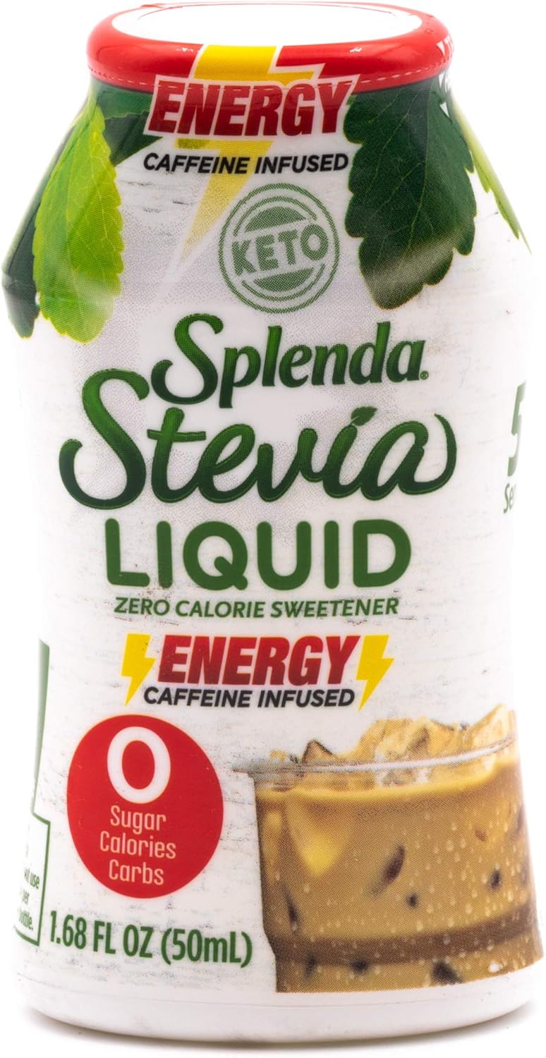 SPLENDA Stevia Liquid, Caffeine Infused Zero Calorie Sweetener Drops, Stevia Energy, 1.68 Fl Oz
