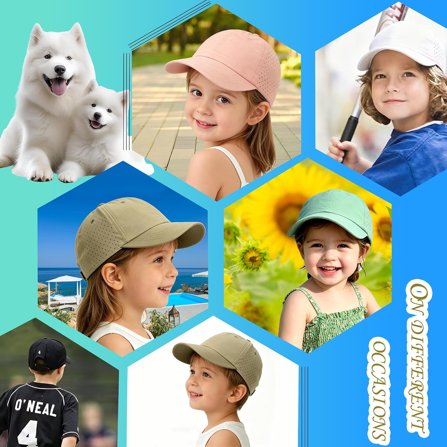 Kids Sun Hats for Girls Boys Quick Drying Baseball Cap Adjustable Lightweight Outdoor Summer Sports Hat 5-10