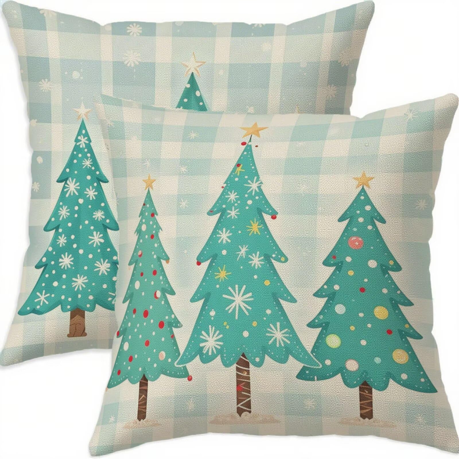 Housse coussin 70x70cm bleu imperméable en lin lot de 2 pour décoration de salon et chambre H273