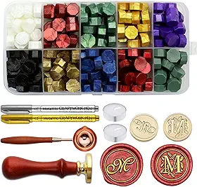 Kit de Carimbo de Cera de Letras, Kit de Carimbo de Cera com Alfabeto Inicial M, Cabeça de Carimbo de Cera de Lacre 2 Peças, Kit de Carimbo de Cera de Monograma Vintage c ()