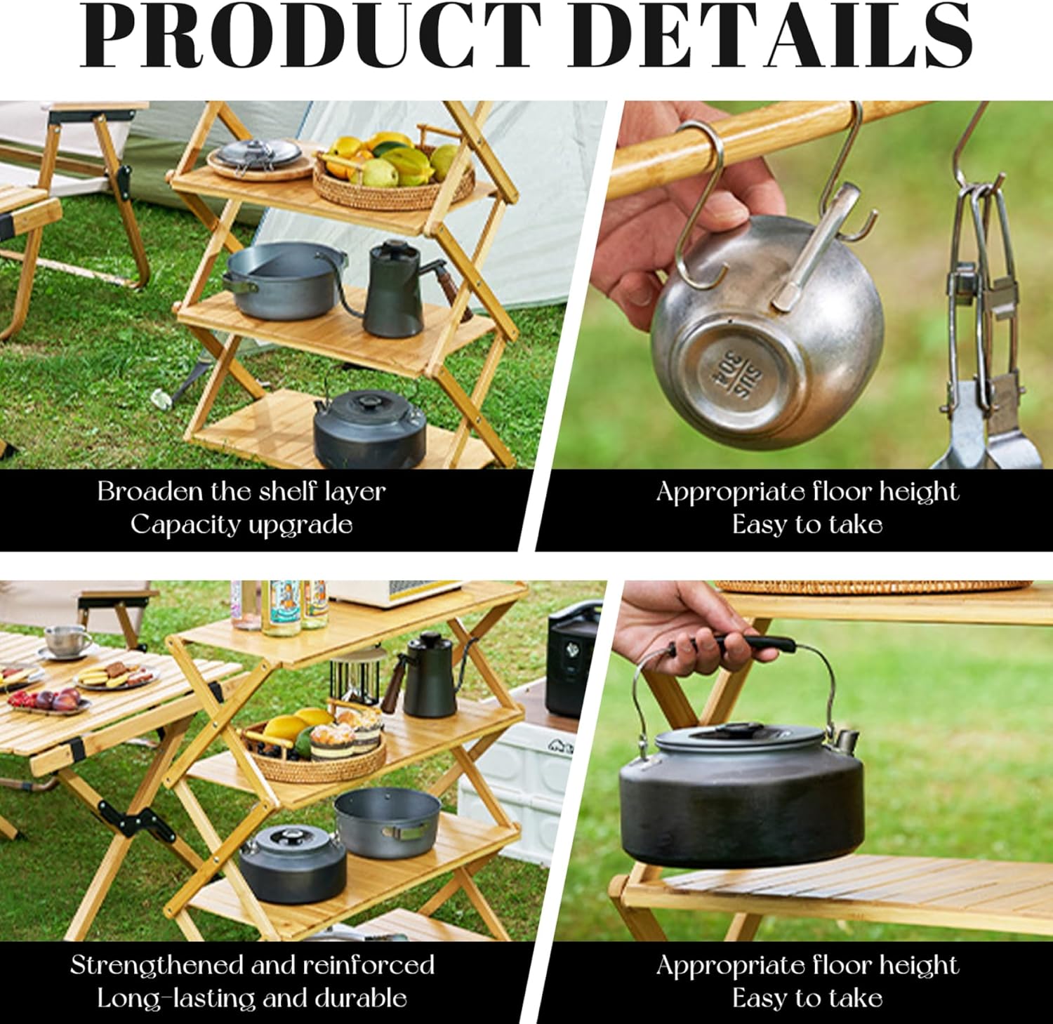 Collapsible Cooling Rack, 3 Tiers Foldable Wire Cooling Rack for Baking, Portable Camping Picnic Shelf for Cookies, Cake, Roasting, Grilling 18.1x19.7