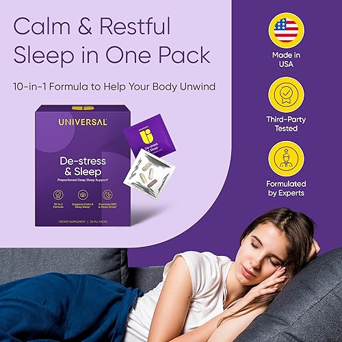 Miniatura 2 de Suplemento para aliviar el estrés y el sueño, ayuda natural para dormir 10 en 1 para adultos, multivitamínico diario con magnesio, melatonina,