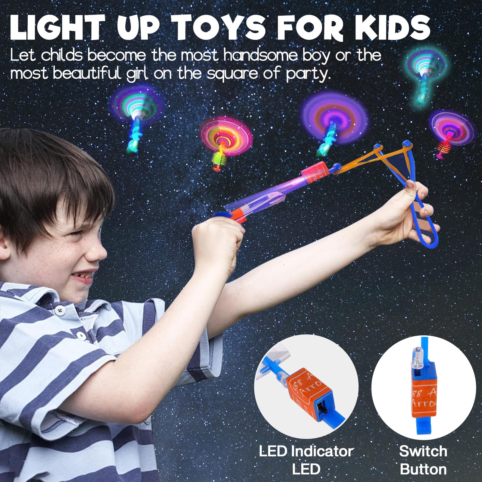 ZZXLOPEZ 20 Piezas LED Helicóptero Vuelo y Lanzador, Tiradores y Cohetes Luminosos Aire Libre para Niños - Regalo de Cumpleaños — view 3