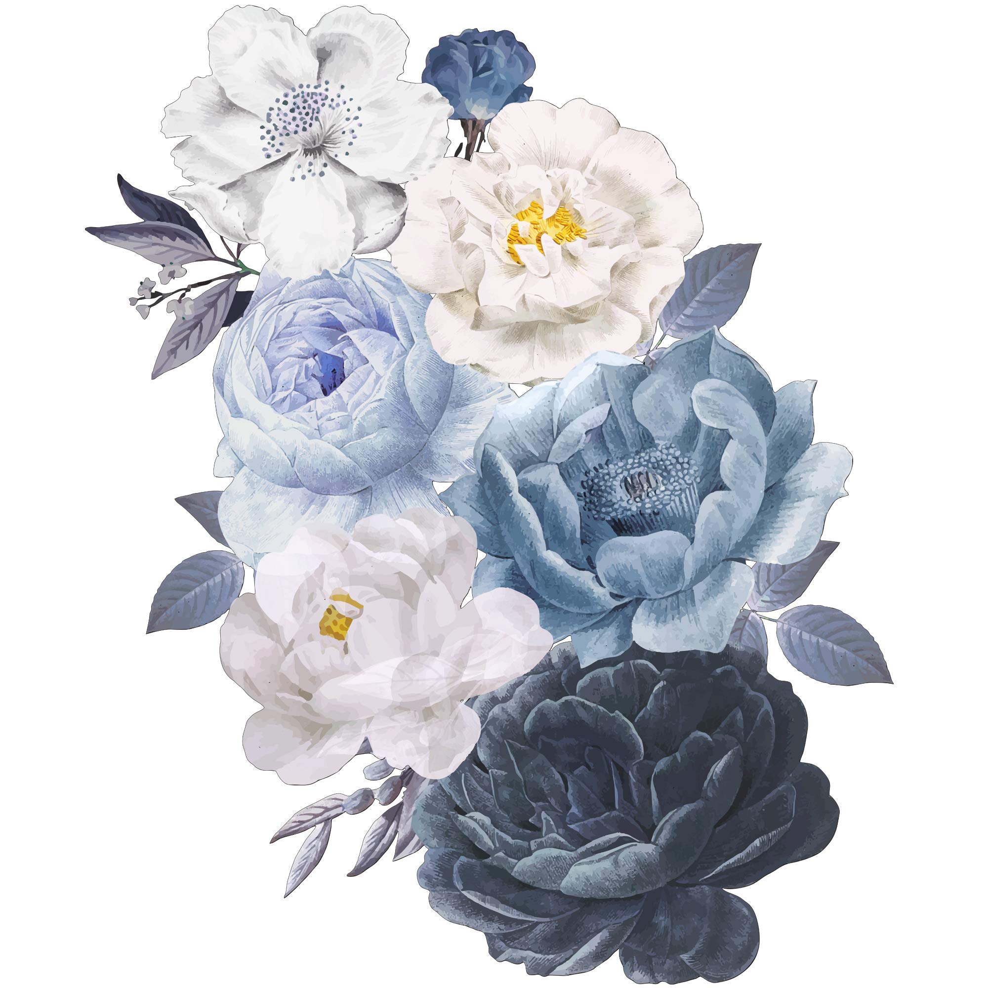 SACINORA Blue Butterfly Flower Wall Sticker – Removable Vinyl Decal For Living Room, Bedroom, Kitchen Decor
