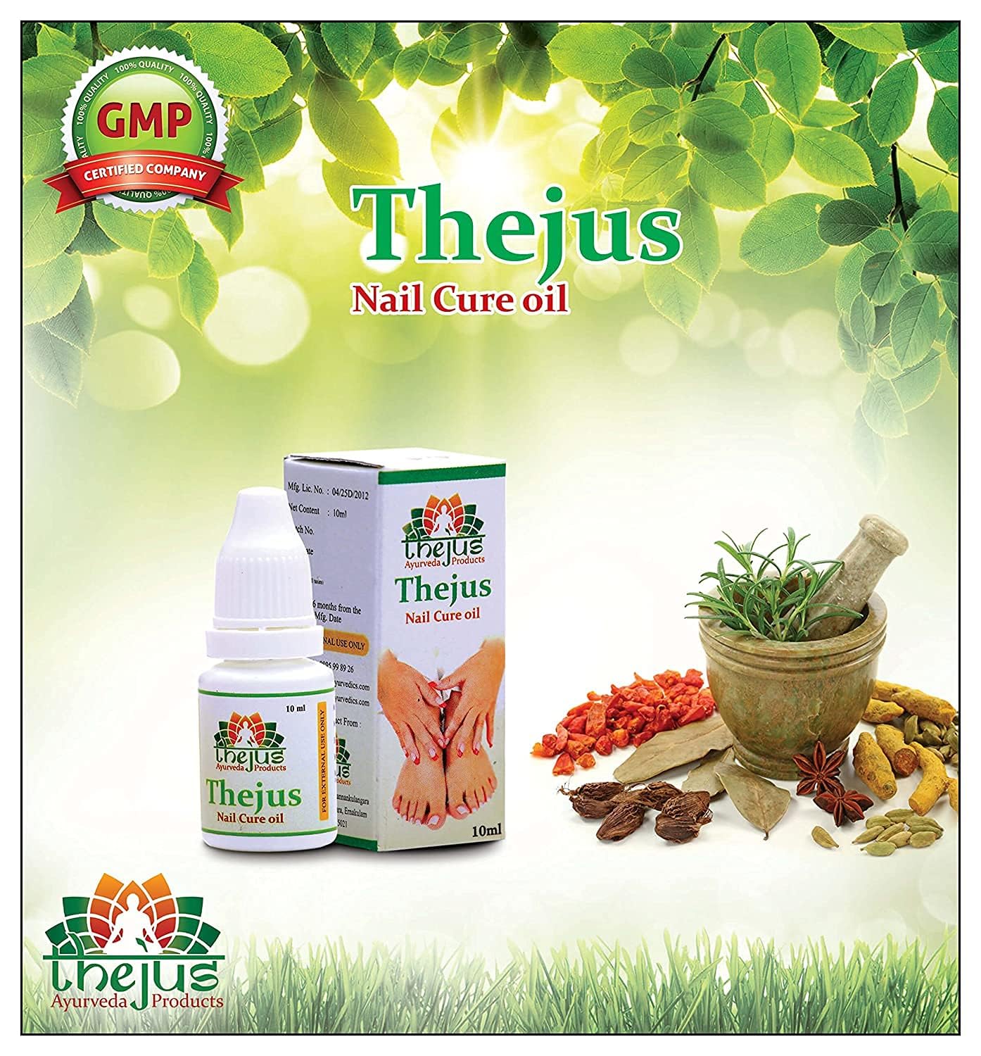 Thejus Nail cure oil : Restore Damaged Nails, Fight Fungal Infections, 100% Ayurvedic , Nail infection treatment oil, Moisturize and condition the nails.Nail serum for nail repair, fungal infection, anti-infective removal | Helps to strengthen and beautify nails.